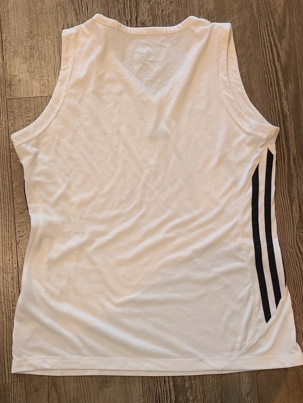 adidas White V-Neck Athletic Tank with Black Side Stripes Size Medium - Picture 4 of 4
